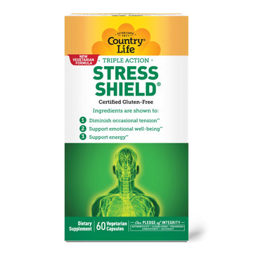 Country Life Stress Shield – Stress & Tension Relief Supplement with Ashwagandha, B-Vitamins for Energy & Emotional Well-Being, Supports Mental Clarity & Resilience, Gluten-Free, Vegan, 60 Capsules Country Life buy supplements canada