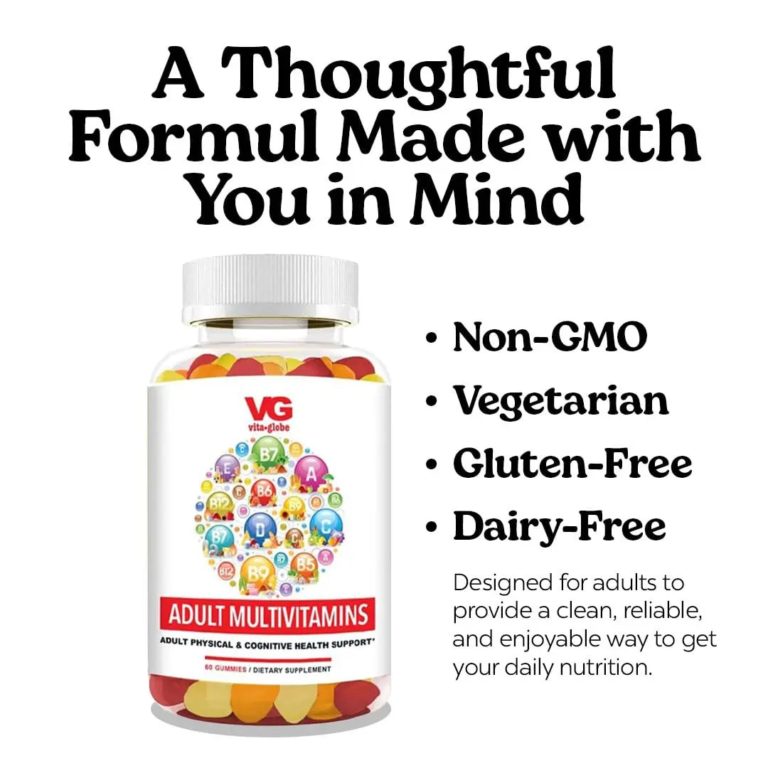 VITA GLOBE Adult Multivitamin Gummies – with Vitamins C, D, E, B6, B12, Folate & Biotin | Daily Multivitamin Supplement for Energy VITA GLOBE buy supplements canada