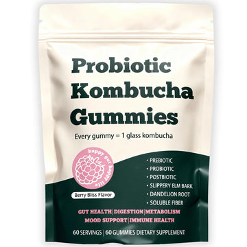 Glo Vous Probiotic Kombucha Gummies – 60 Gummies, with Prebiotics, Postbiotics & Fiber,Includes Slippery Elm, Dandelion Root & MCT Oil,Supports Digestive Health, Bloating Relief & Gut Support Glo Vous buy supplements canada