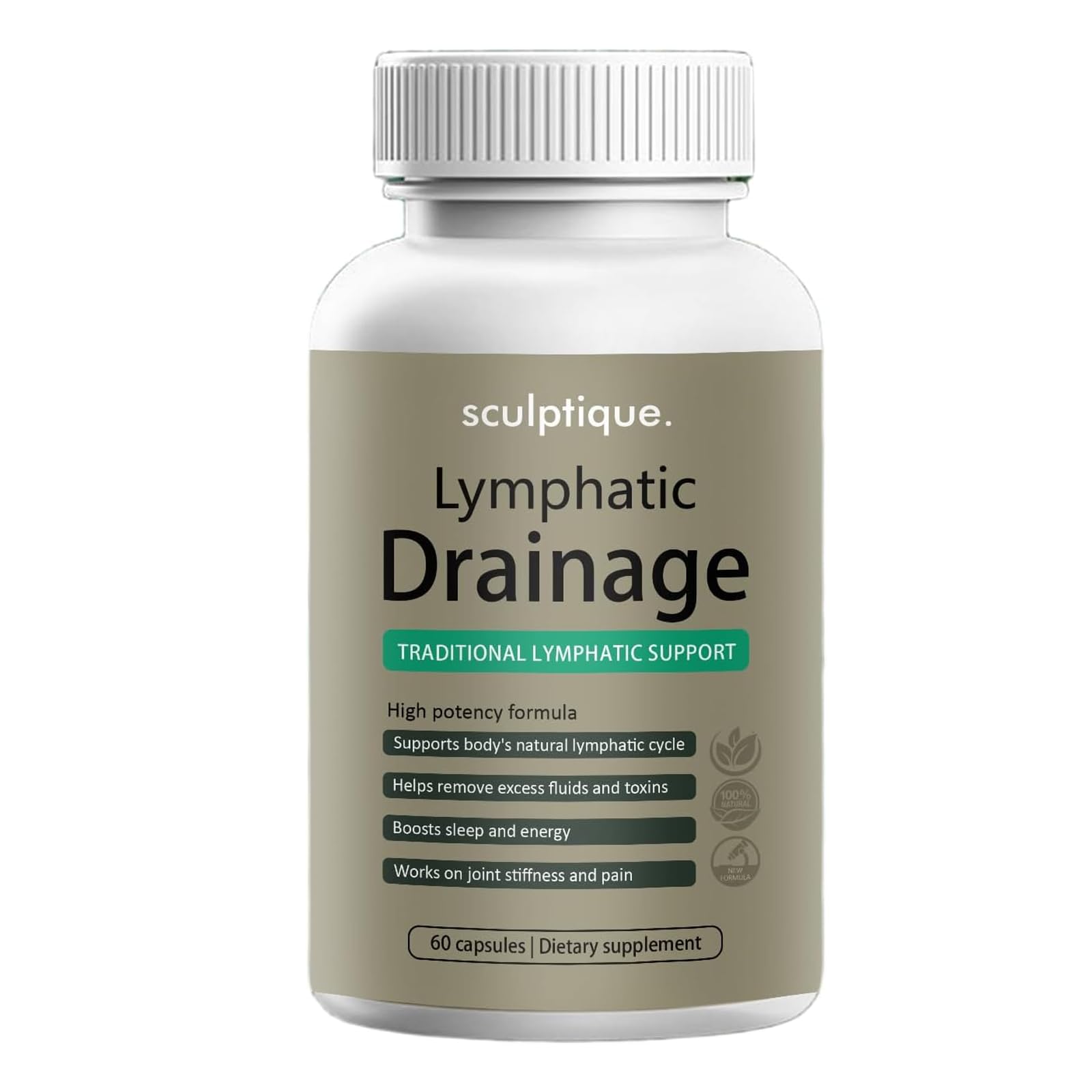 pressurepal Sculptique Lymphatic Drainage Capsules, New Maximum Potency Formula with Dandelion Extract, Cleavers Extract - Supports Cellulite Reduction, Lymphatic Drainage, 60 Capsules (1pcs) pressurepal buy supplements canada