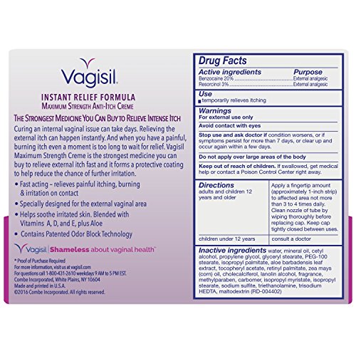 Vagisil Maximum Strength Feminine Anti-Itch Cream with Benzocaine for Women, Helps Relieve Yeast Vagisil buy supplements canada