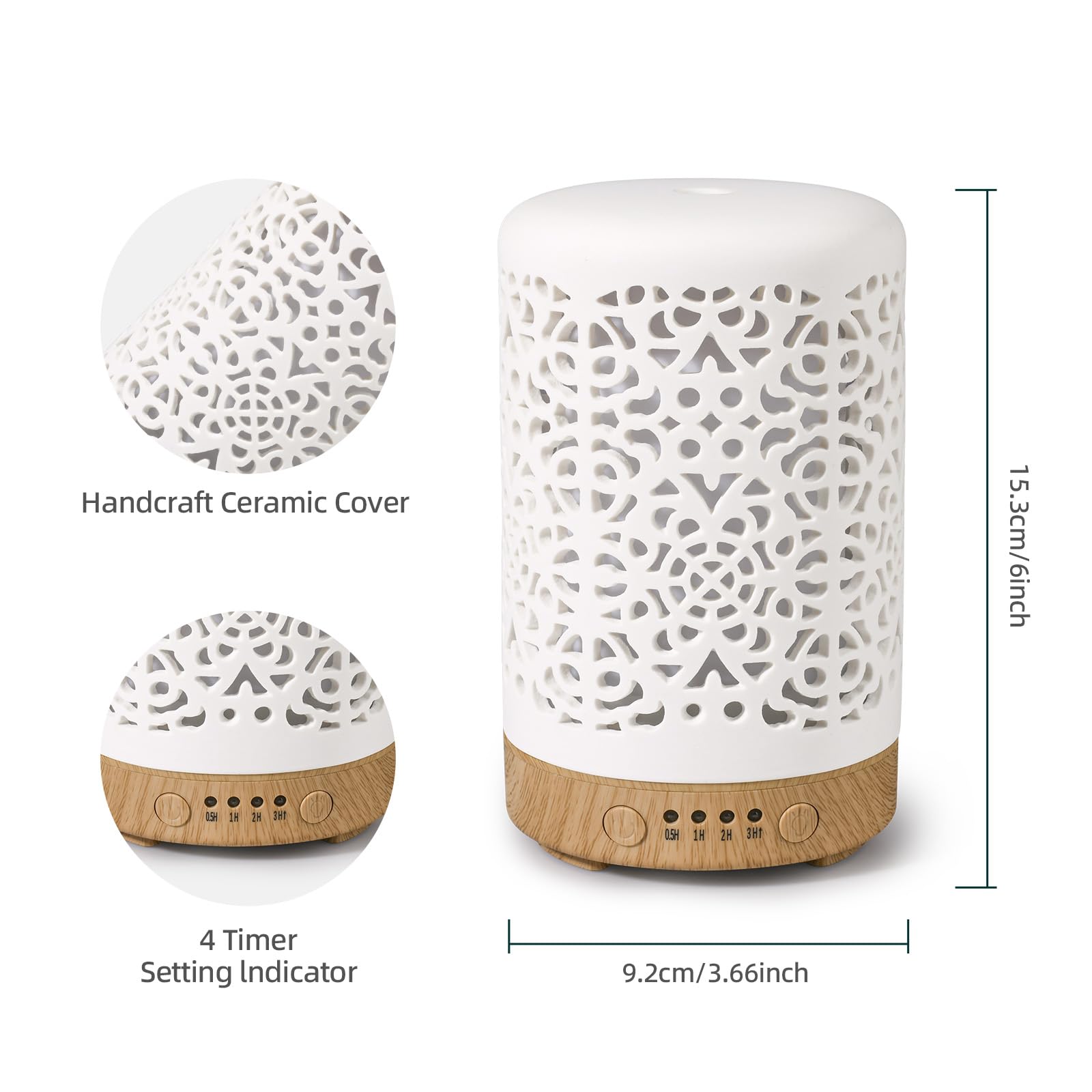 Essential Oil Diffusers, 100ml White Ceramic Diffuser with 7 LED Lights,Ultrasonic Aromatherapy homnas buy supplements canada
