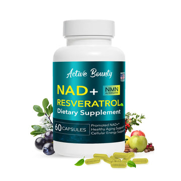 NAD+ Resveratrol Supplement with Quercetin – NMN Alternative for Cellular Energy Support, Focus & Healthy Aging – High Potency 500mg NAD+ Formula, Vegan, Non-GMO, Gluten-Free, Made in USA, 60 Capsules Active Bounty buy supplements canada