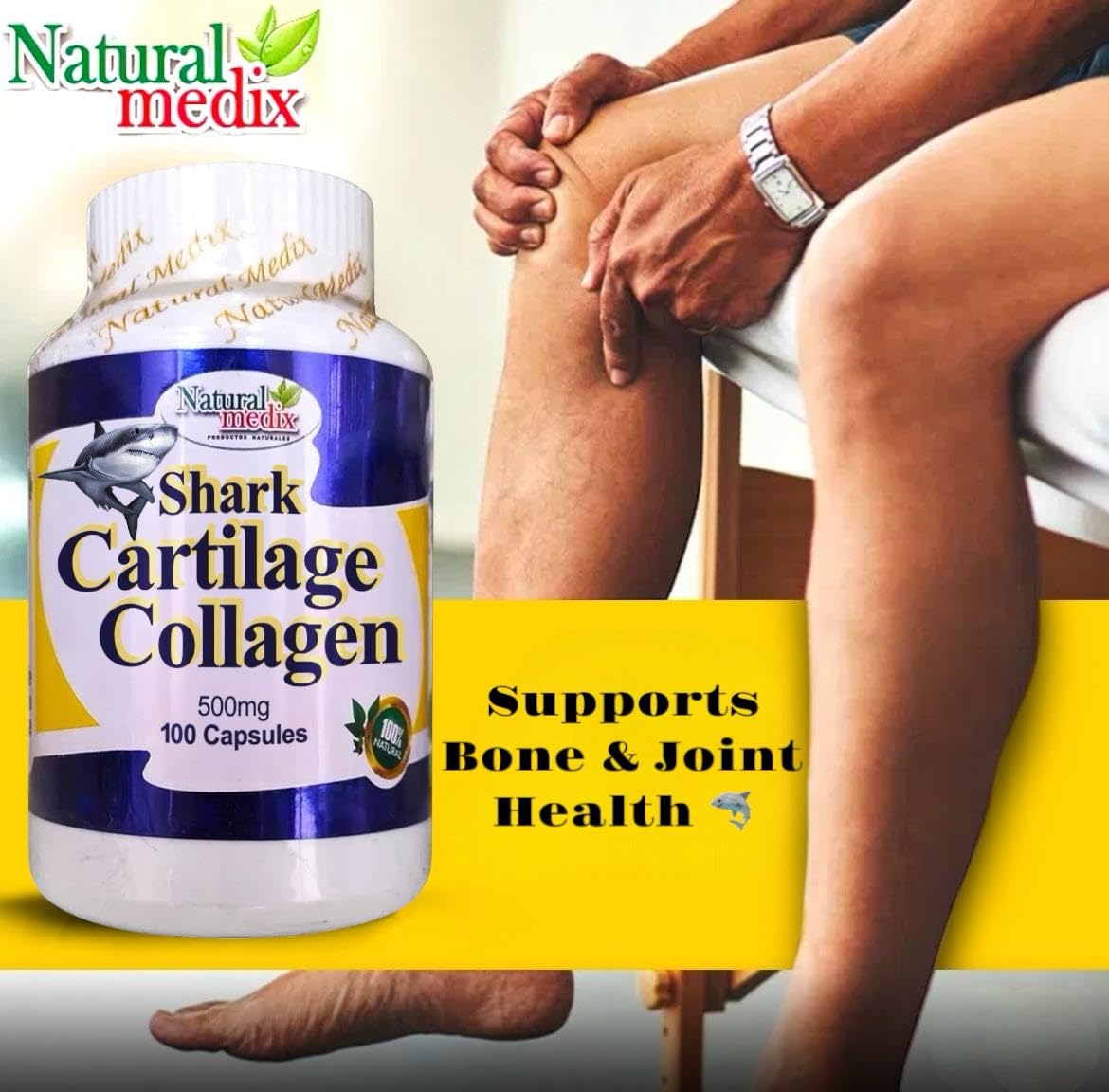 Natural medix Cartilage – Joint Support Supplement with Glucosamine, Collagen & Magnesium – 100 Caps - Cartílago de Tiburon Natural medix buy supplements canada