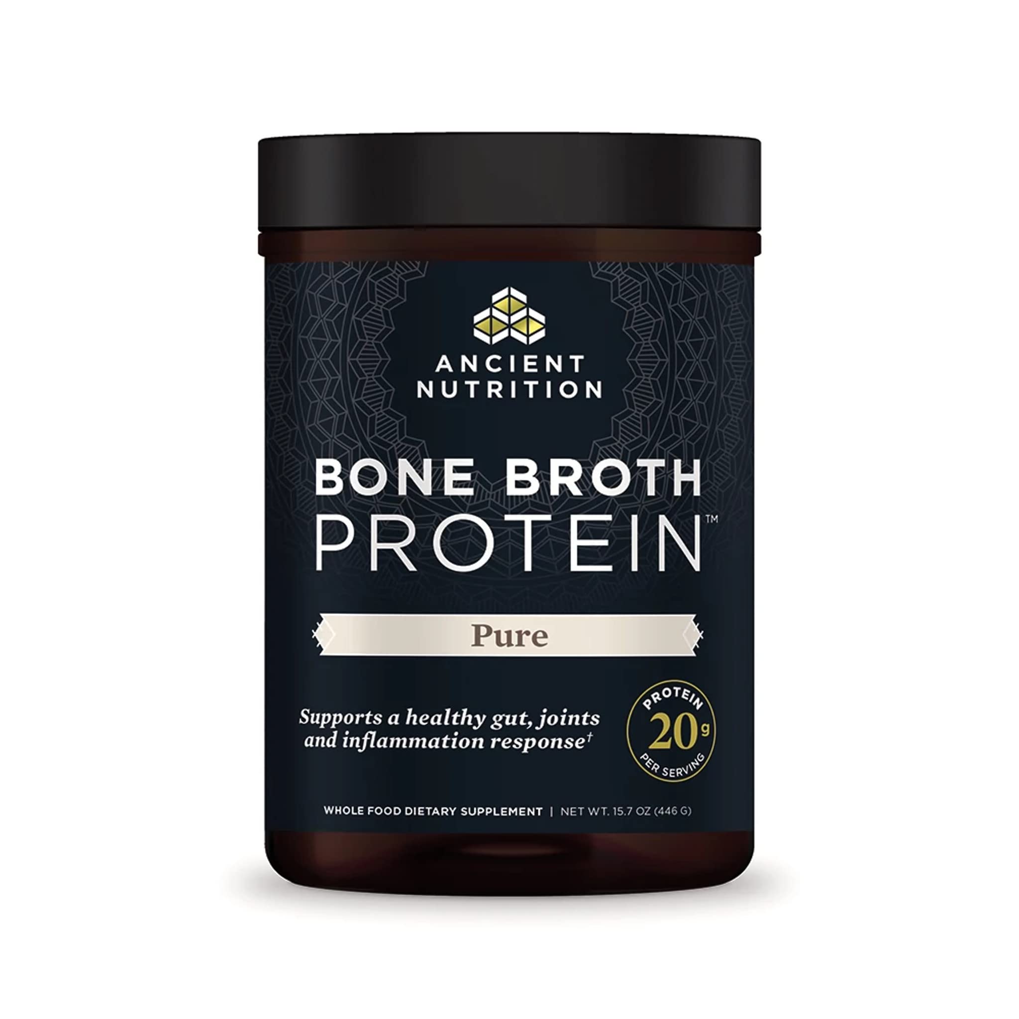 Ancient Nutrition Bone Broth Protein Powder, Pure Flavor, 20 Servings Size Ancient Nutrition buy supplements canada
