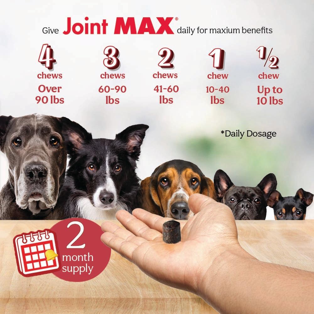 Joint Max TS Joint Supplement Vet Formulated Pain & Inflammation Relief Treats Hip Dysplasia & Arthritis, Glucosamine, Chondroitin, Turmeric, MSM, HA, Creatine, Omega 3 EPA + DHA.120 Soft Chews Joint Max buy supplements canada