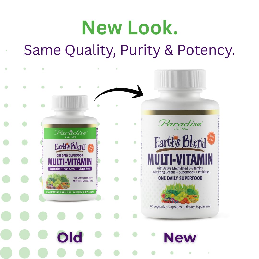 Paradise Herbs Earth's Blend Once Daily Multivitamin with Iron, 48 Organic Superfoods, Probiotics, Antioxidants, Vitamins A, B12, C, D, K2, 60 Capsules Paradise Herbs buy supplements canada