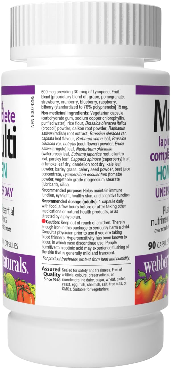 Webber Naturals Men's Most Complete Multi, 90 Vegetarian Capsules Webber Naturals buy supplements canada