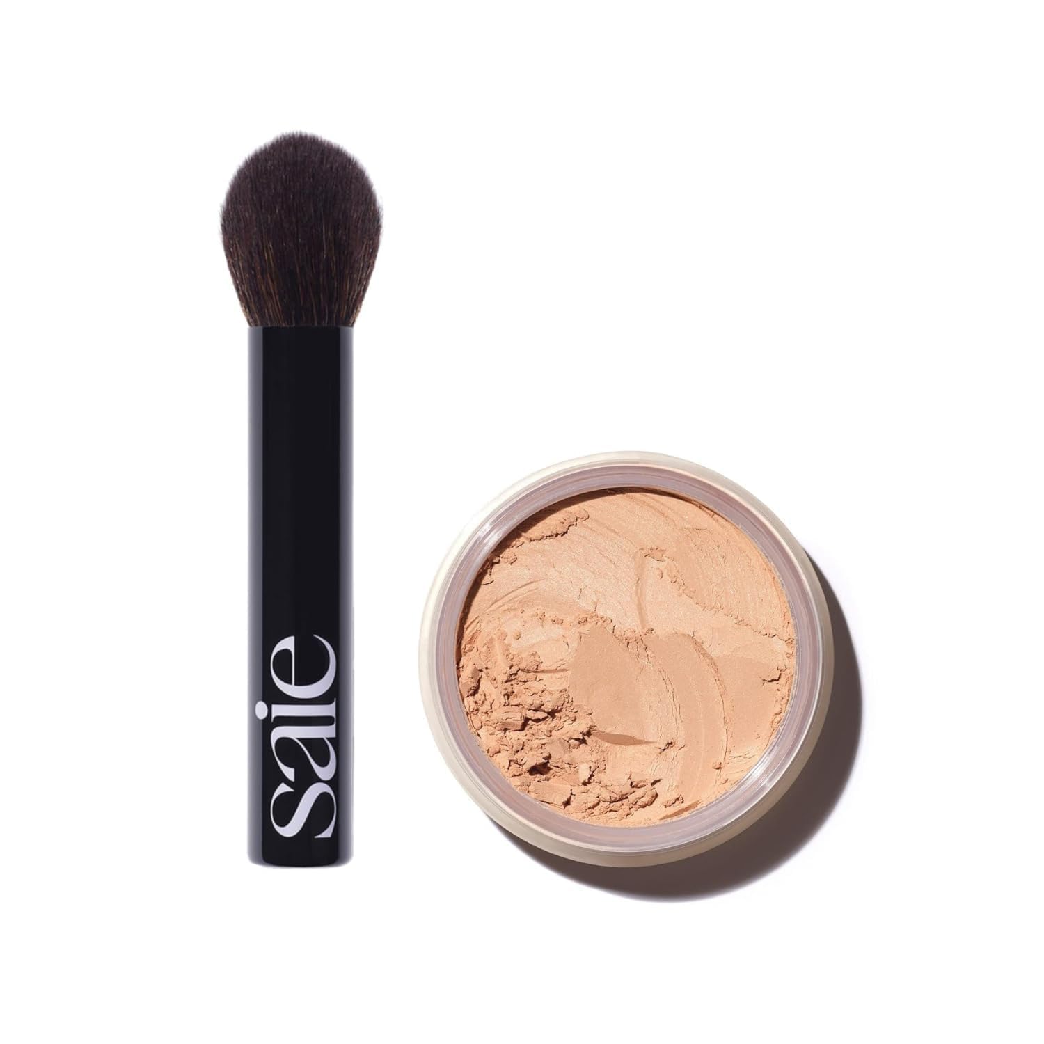 Saie Face Powder Duo, Medium - The Fluffy Brush, Soft, Multi-Use Targeted Powder Brush With Tapered Tip & Airset Radiant Loose Setting Powder, Translucent Medium (0.14 oz) - Vegan, Cruelty-Fee Saie buy supplements canada