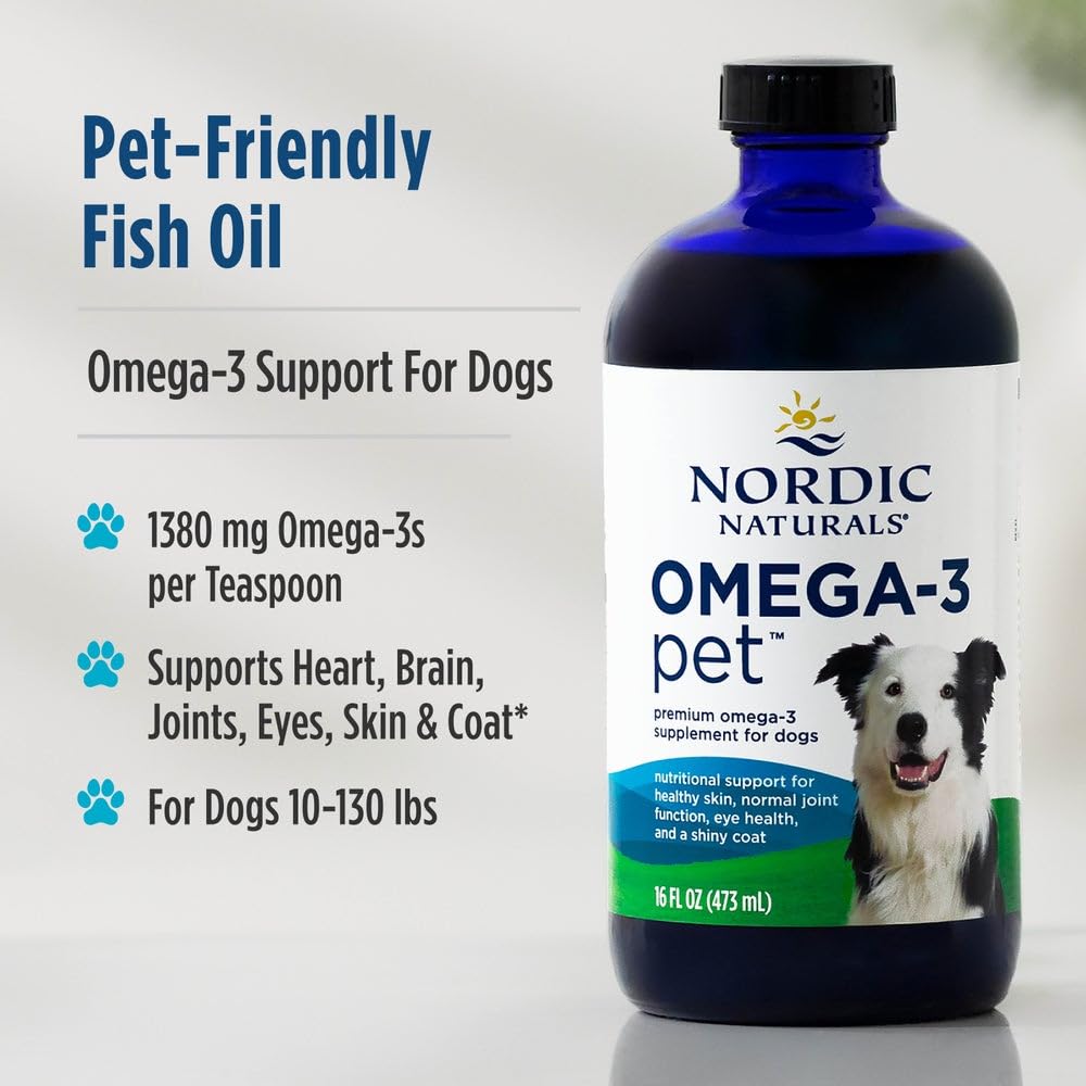 Nordic Naturals Omega-3 Pet, Unflavored - 16 oz - 1380 mg Omega-3 Per Teaspoon - Fish Oil for Large to Very Large Dogs with EPA & DHA - Promotes Heart, Skin, Coat, & Immune Health Nordic Naturals buy supplements canada