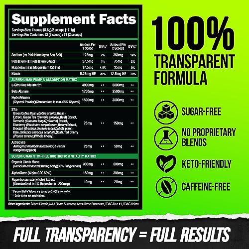 ALPHA LION Superhuman Pump Pre Workout Powder, Nootropic Caffeine & Stim Free ALPHA LION buy supplements canada