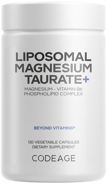 Codeage Liposomal Magnesium Taurate+ Supplement - Magnesium Taurate, Vitamin B6 as Pyridoxal 5-Phosphate, 2-Month Supply - Liposomal Delivery, Vegan, Non-GMO, Gluten-Free, 120 Capsules Codeage buy supplements canada