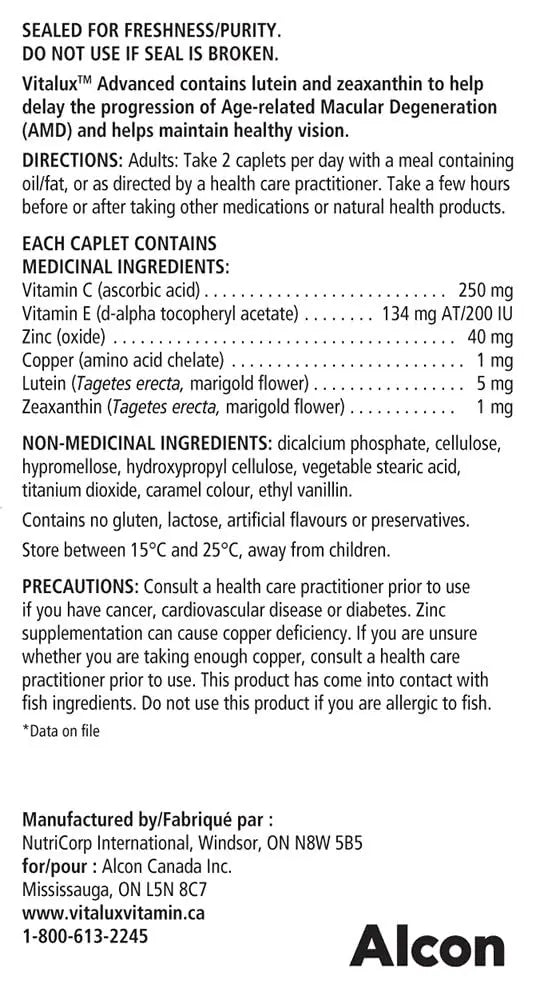 Vitalux Advanced Ocular Multivitamin 60 Count Vitalux buy supplements canada