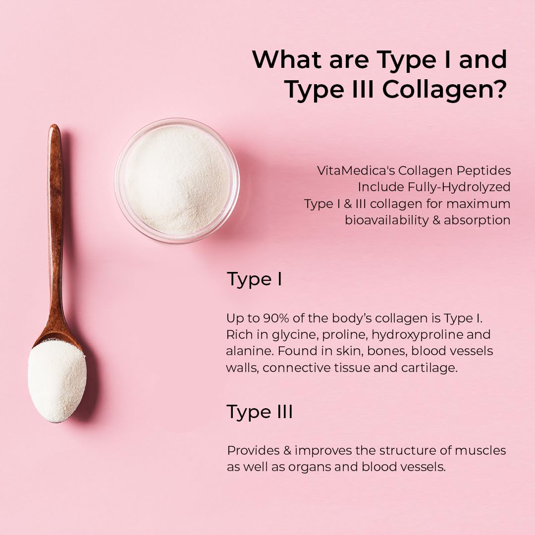 VitaMedica Collagen Peptides Powder for Women & Men - Healthy Hair, Skin, Nails, Bones and Joints - Hydrolyzed Types I & III, Grass-Fed, Pasture-Raised Protein, Zero Sugar - 30 Servings VitaMedica buy supplements canada
