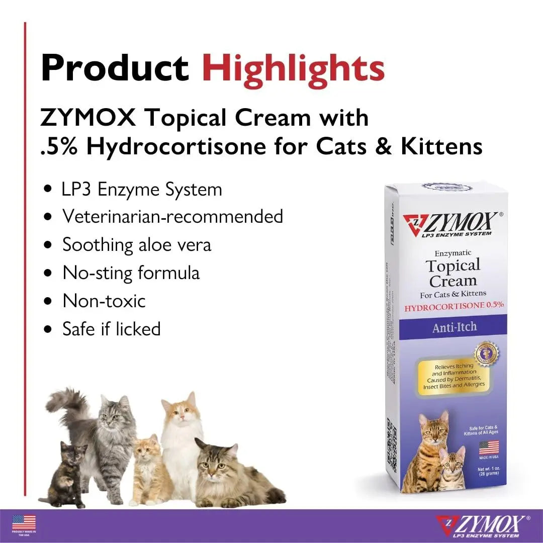 Zymox Cat & Kitten Topical Cream w/ .5% hydrocortisone - 1 oz. Tube Zymox buy supplements canada
