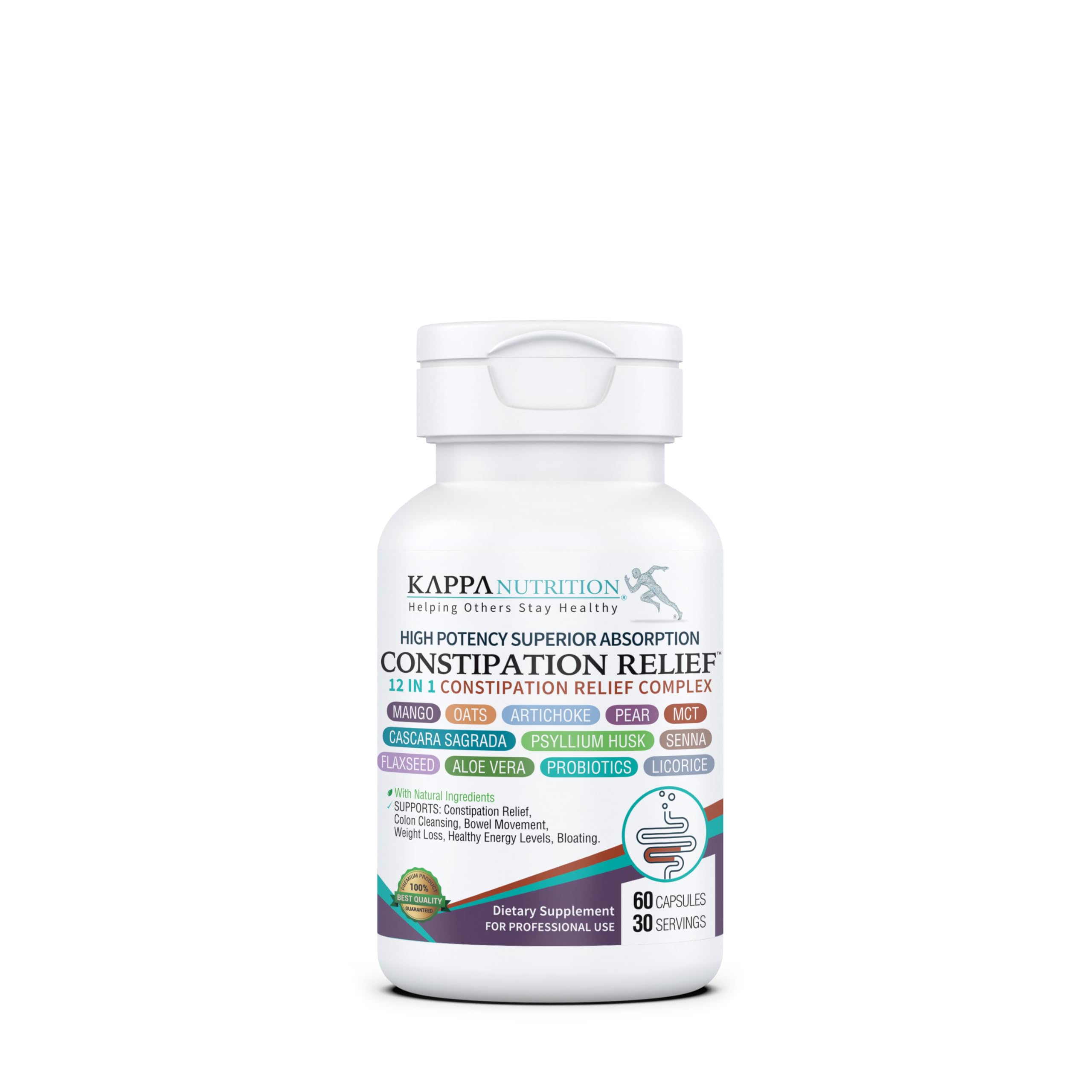 KAPPA NUTRITION Constipation Relief Supplement – Gentle Colon Cleanse for Regularity & Gut Health – Non-Habit Forming Formula with Fiber, Herbs & Probiotics – Non-GMO, 60 Capsules KAPPA NUTRITION buy supplements canada