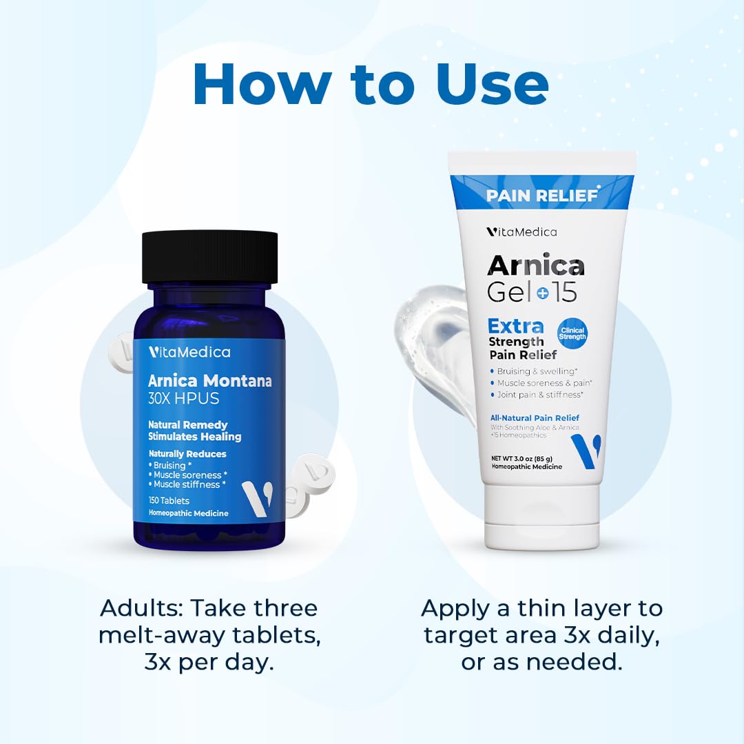 VitaMedica Arnica Montana Tablets & Arnica Gel Bundle – Support for Bruising, Swelling & Soreness, 150 Rapid-Dissolve Tablets + 3 oz Water-Based Gel VitaMedica buy supplements canada
