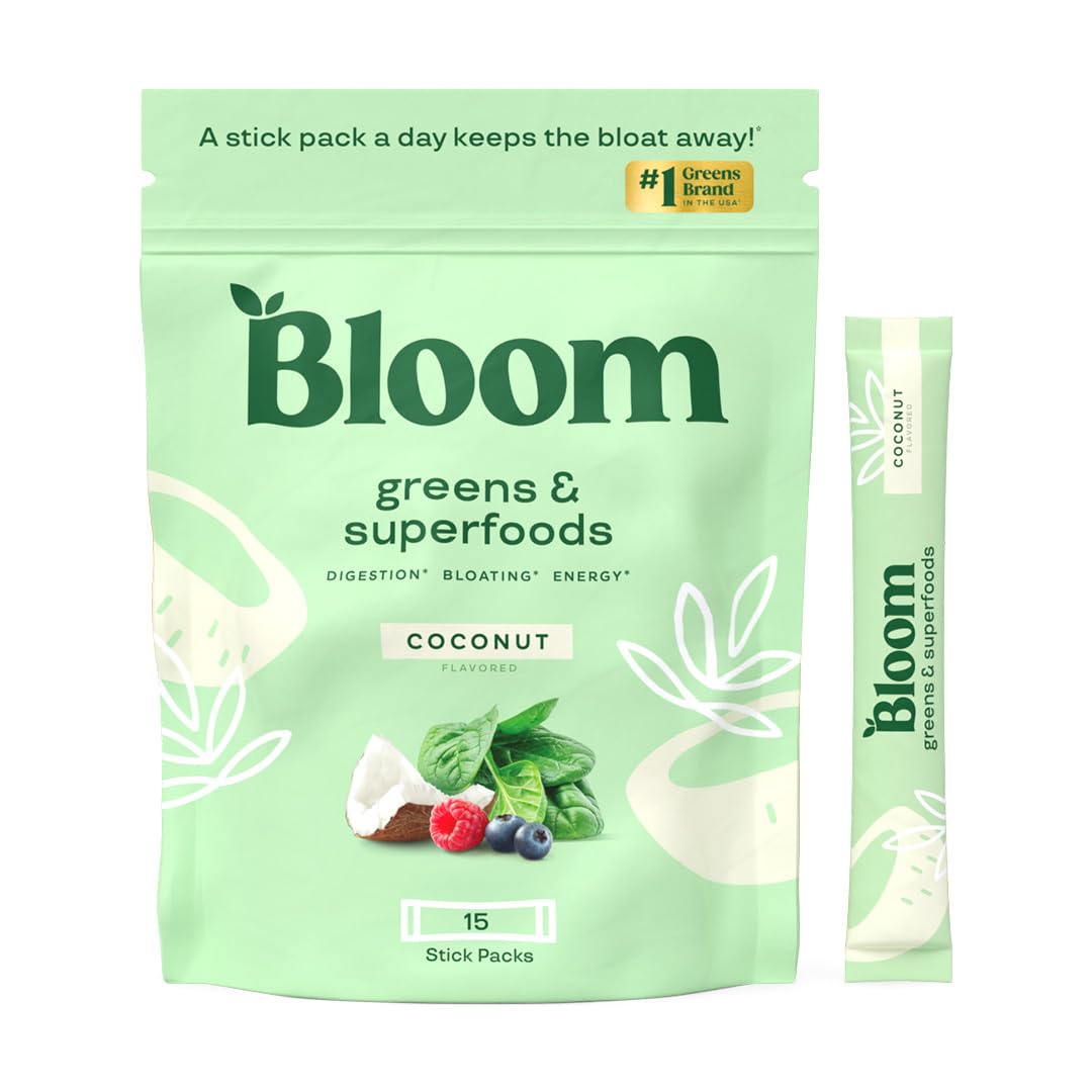 Bloom Nutrition Super Greens Powder Smoothie Mix, 15 Stick Packs - Probiotics Bloom Nutrition buy supplements canada