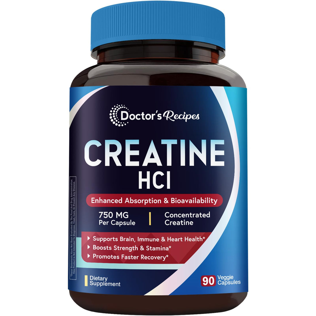 Doctor's Recipes Creatine HCl Capsules, 750 mg, Creatine Hydrochloride for Women & Men, Strength & Recovery, Brain Health, Fast Absorbing, Vegan, 90 Capsules Doctor's Recipes buy supplements canada
