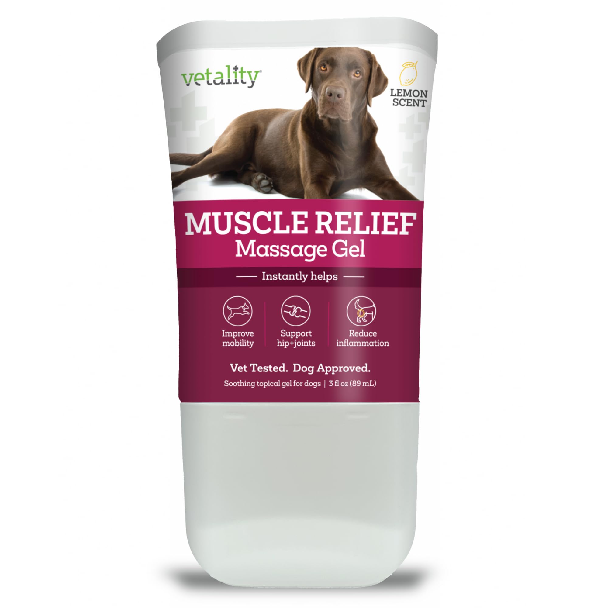 Vetality Muscle Rub Ointment for Dogs | Fast Pain Relief | Soothing Topical Anti-Inflammatory | 3 fl oz | Lemon Scent Vetality buy supplements canada