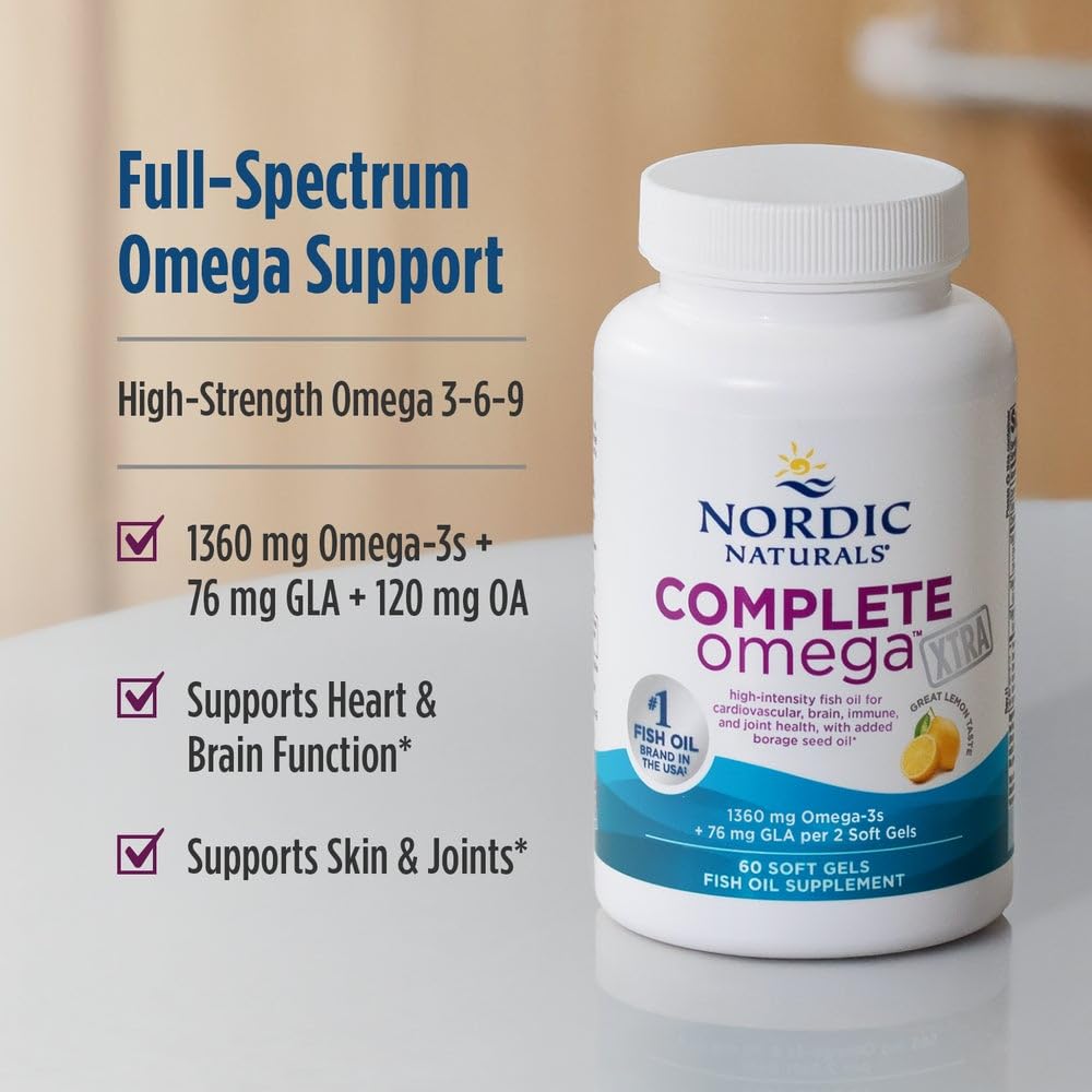 Nordic Naturals Complete Omega Xtra, Lemon - 60 Soft Gels - 1360 mg Omega-3 + 76 mg GLA - Healthy Skin - Cognition - Non-GMO - 30 Servings Nordic Naturals buy supplements canada