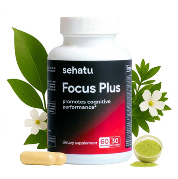 SEHATU Focus Plus Cognitive Performance Enhancer | with N-Acetyl L-Tyrosine, DMAE Bitartrate, GABA, Glutamic Acid | Boosts Focus, Enhances Memory, Supports Brain Health | 60 Count | 30 Day Supply SEHATU buy supplements canada