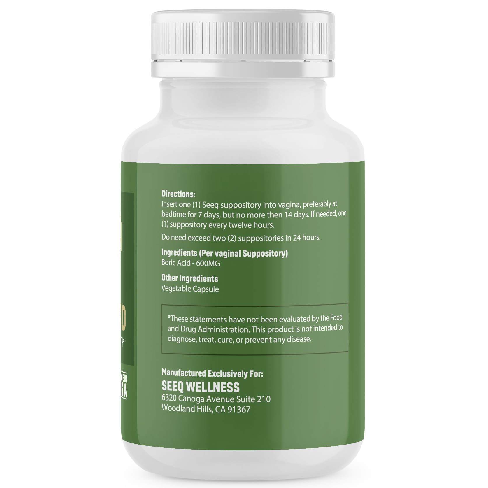 Seeq Wellness Boric Acid Vaginal Suppositories - Helps Support Odor Control and Balance Vaginal PH Seeq Wellness buy supplements canada