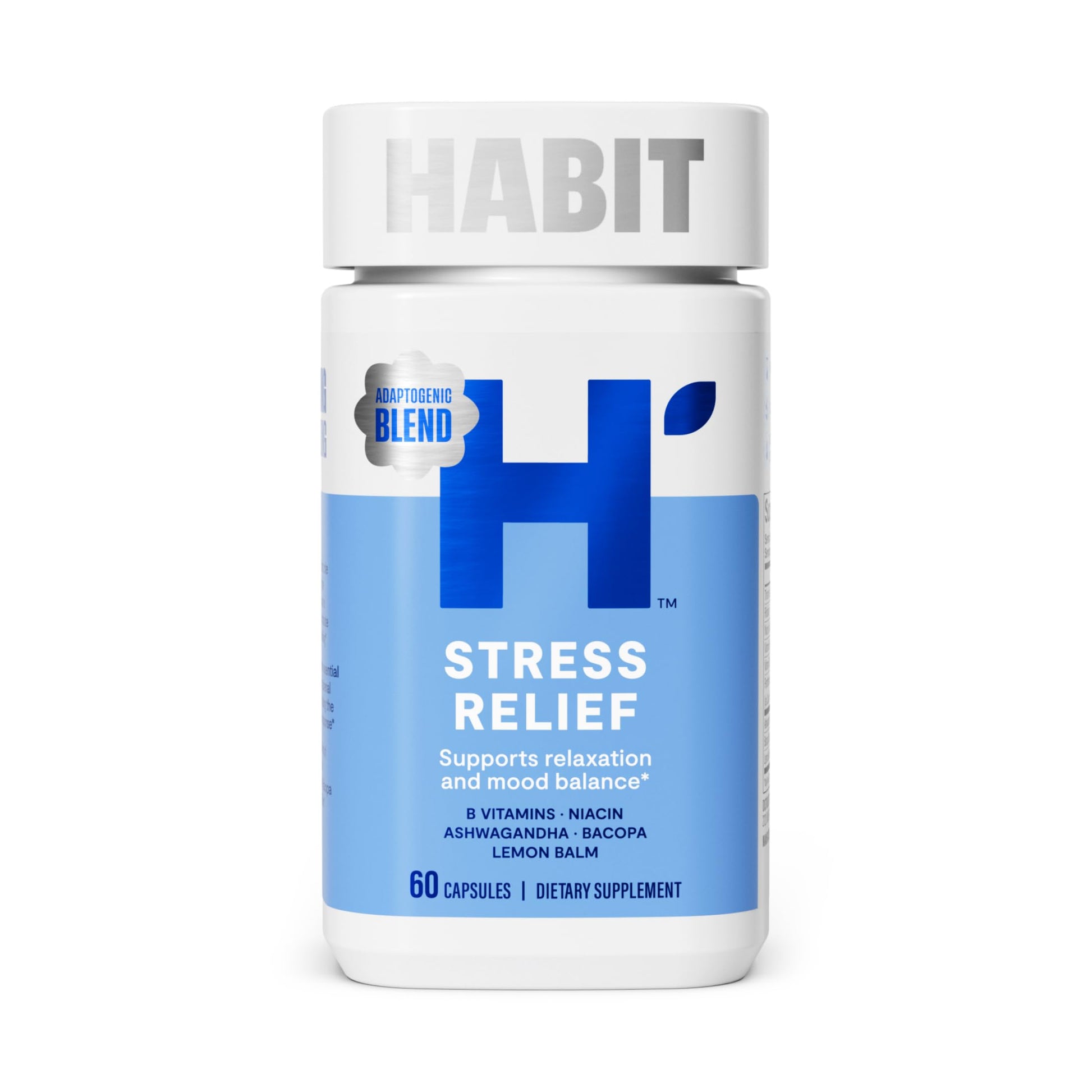 Habit Stress Relief Supplement (60 Capsules) - New Look, Supports Relaxation & Mood Balance, Vitamin B, Adaptogens, Lemon Balm, Calming, Vegan, Non-GMO (1 Pack) H' Habit buy supplements canada