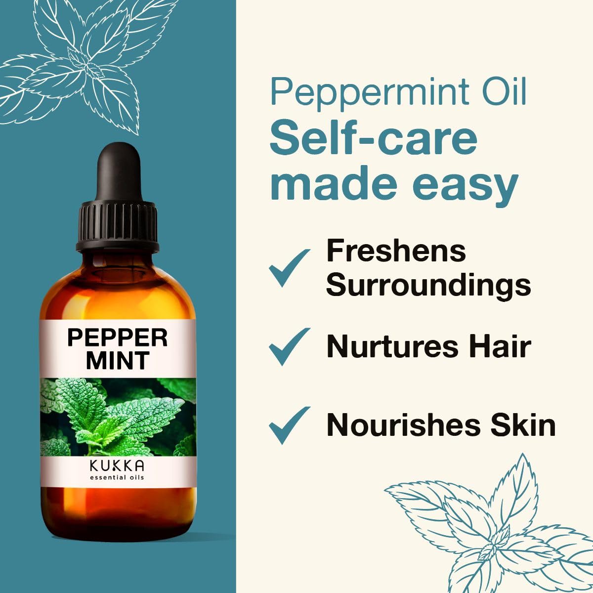 Kukka Peppermint Oil for Hair - Natural Mint Essential Oils - Premium Grade Natural Peppermint Essential Oil KUKKA essential oils buy supplements canada