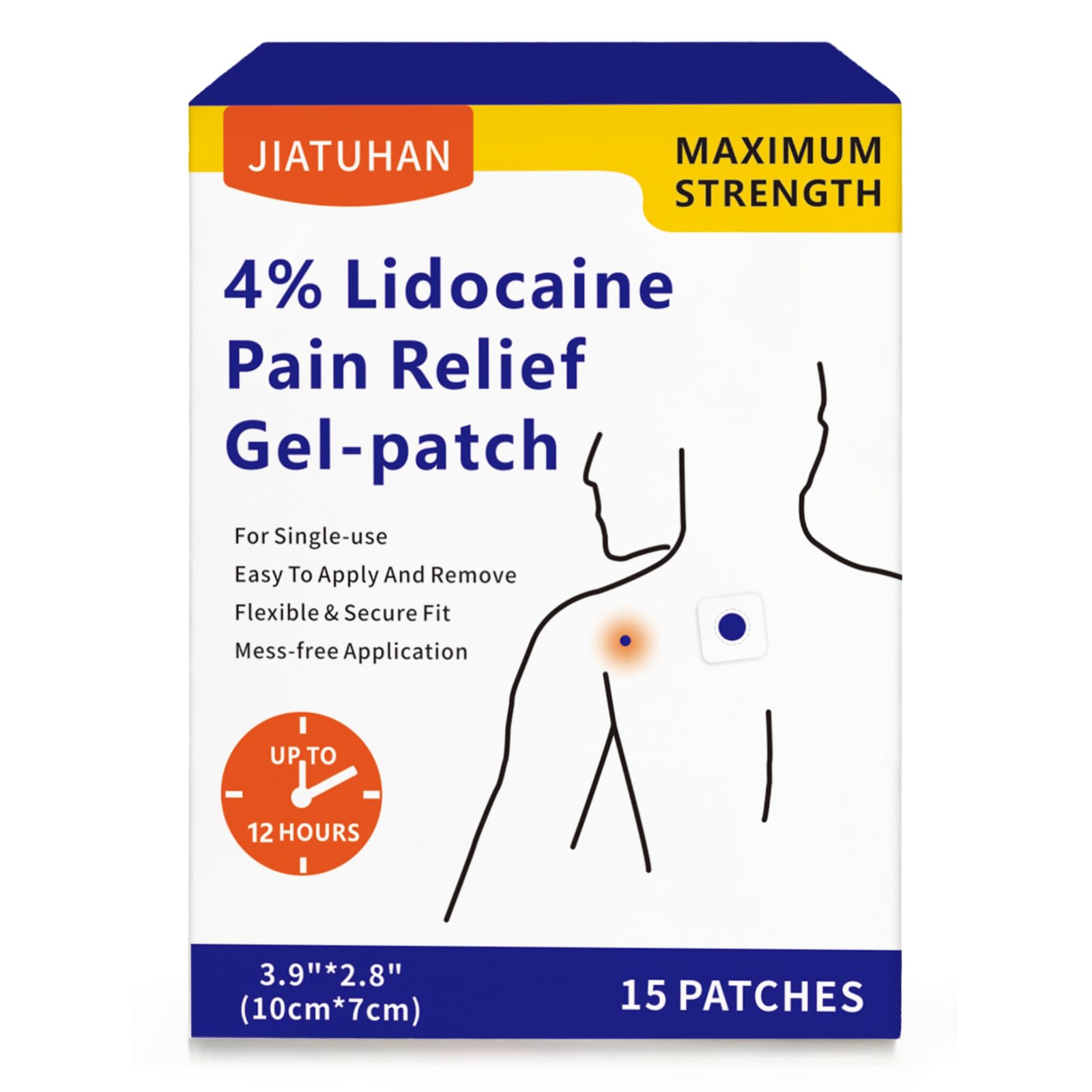 JIATUHAN 4% Lidocaine Pain Relief Patches – Maximum Strength for Back, Neck, Joint & Muscle Pain – Long-Lasting & Flexible – 15 Patches JIATUHAN buy supplements canada