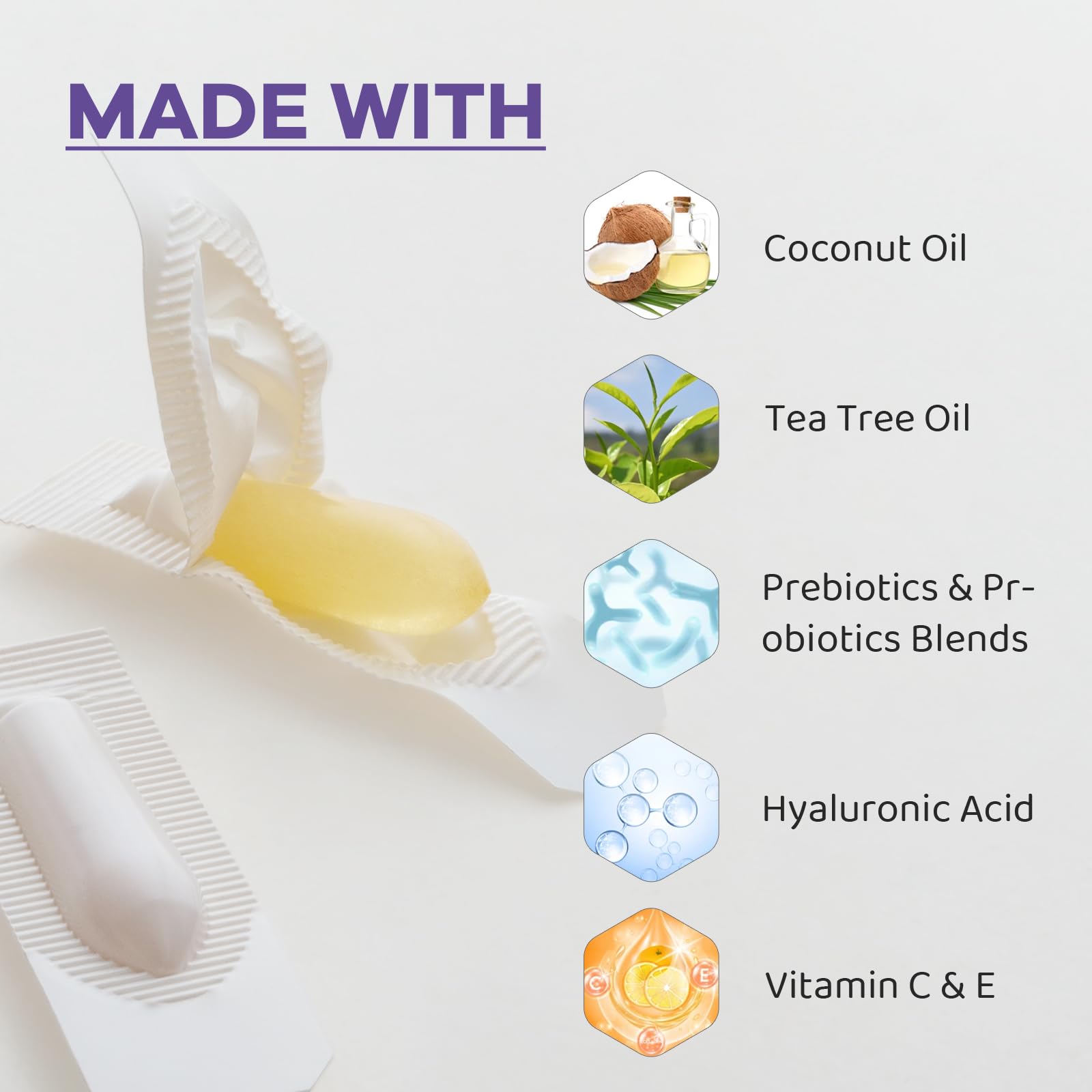 Vaginal Probiotic Suppositories, Prebiotic Infused with Hyaluronic Acid, Tea Tree, and Vitamin C&E Vagiria buy supplements canada