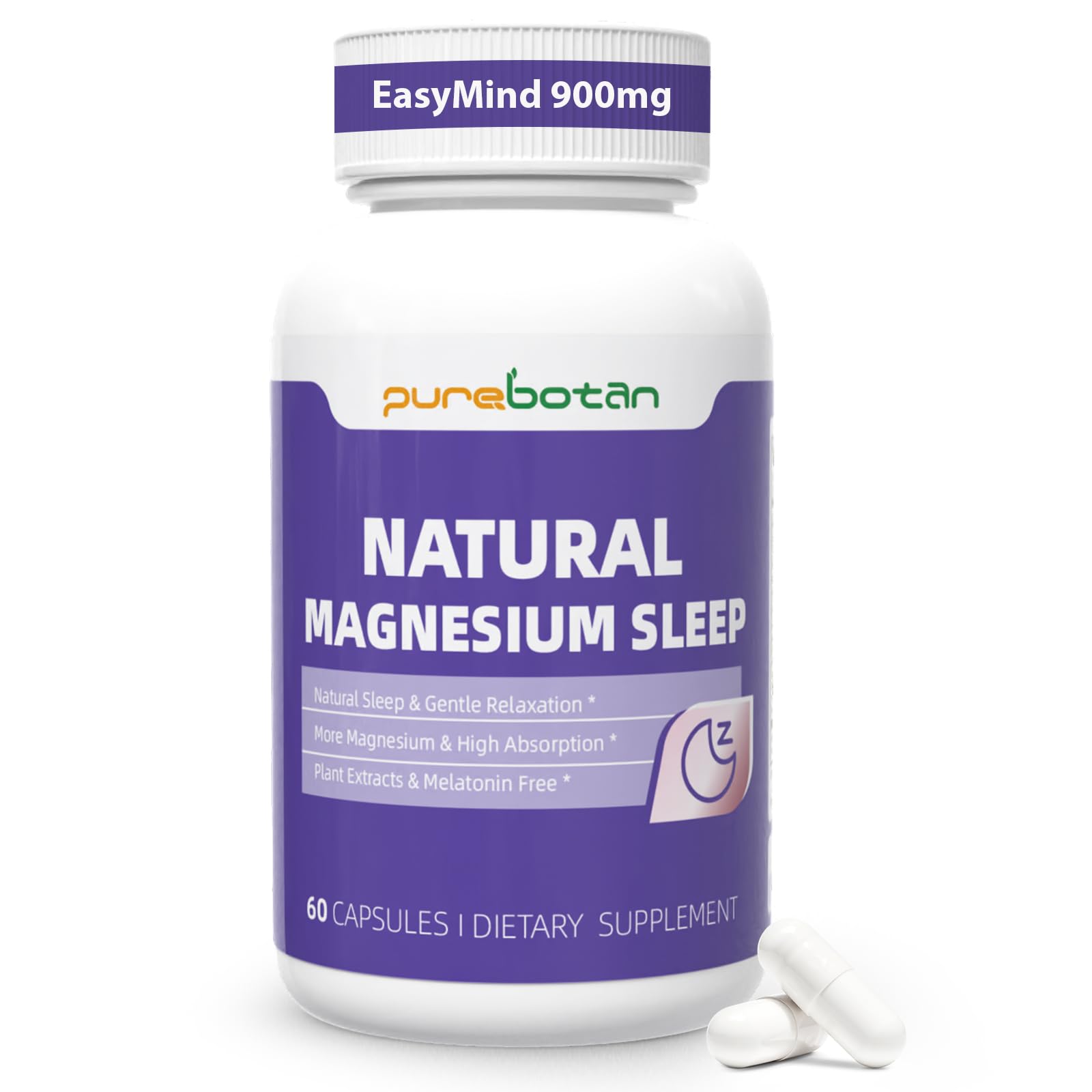 PureBotan Magnesium Oxide and Glycinate Extra Strength, Natural Sleep Aid Supplement EasyMind, High Absorption, Restful Sleep & Relaxation, Cortisol Lower, Natural-Gentle, Melatonin Free, 60 Capsules PureBotan buy supplements canada