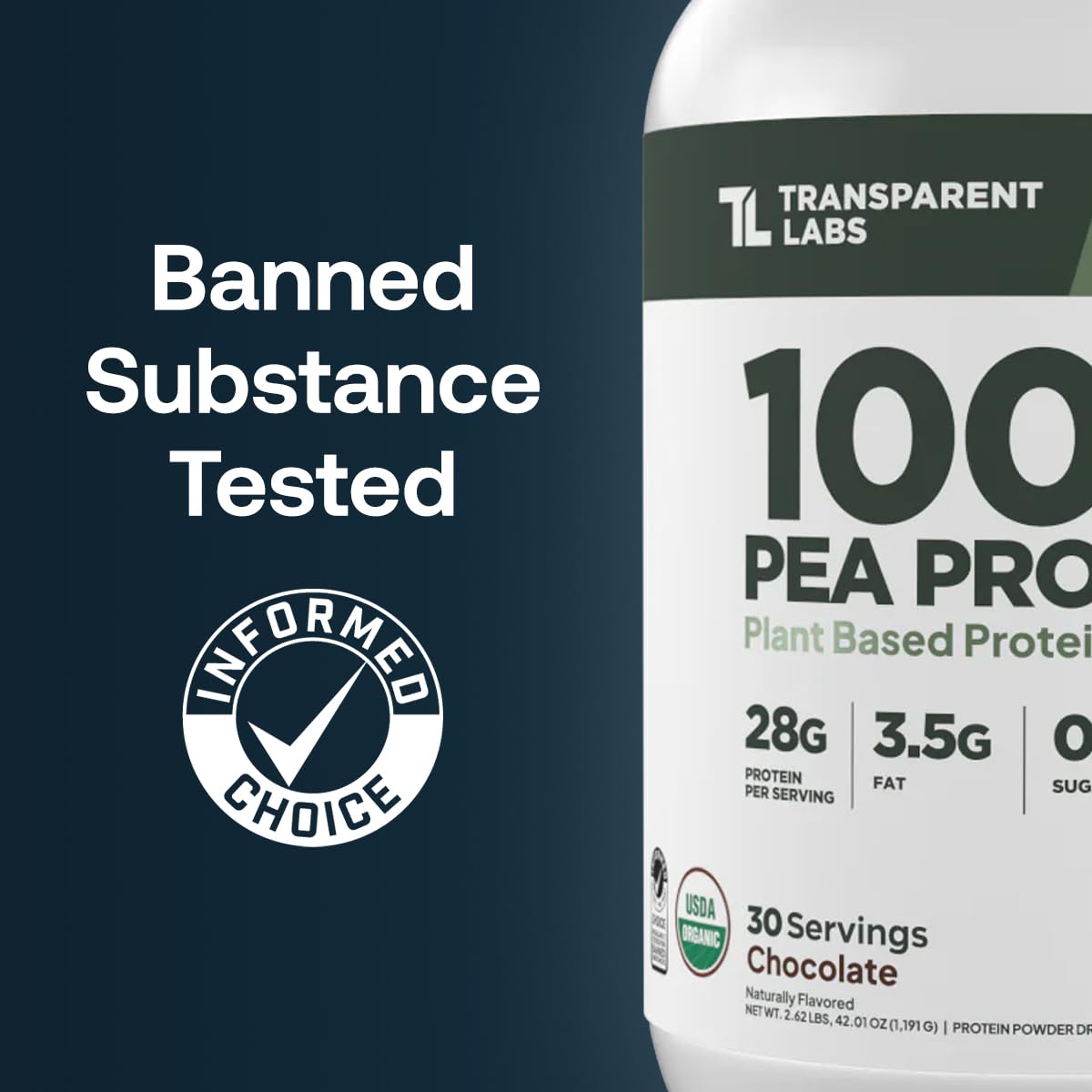 Transparent Labs 100% Pea Protein Powder - 28g Organic Plant Protein per Serving, Clean Pea Isolate Powder, USDA Organic, Vegan, Gluten-Free, Sugar-Free, Non-GMO - 30 Servings, Chocolate Transparent Labs buy supplements canada