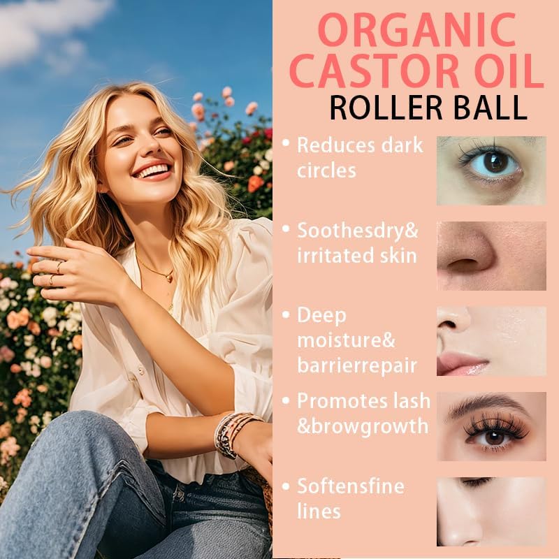 Organic Castor Oil with Rose Quartz Roller, Cold-Pressed Pure Organic Castor Oil Roller Ball for Hair Growth, Eyelashes, Eyebrows & Skin, 1.7 fl oz(1) Olavita Serum buy supplements canada
