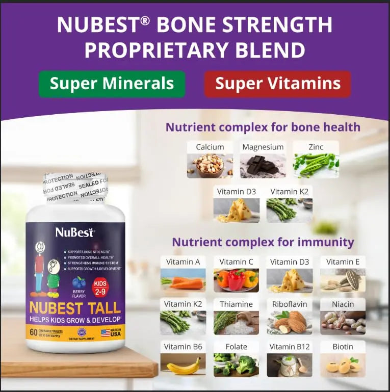 NuBest Tall Kids - Multivitamins & Minerals for Age 2 to 9 - Bone Strength & Immunity Support - Helps Kids, Toddlers Healthy NuBest buy supplements canada