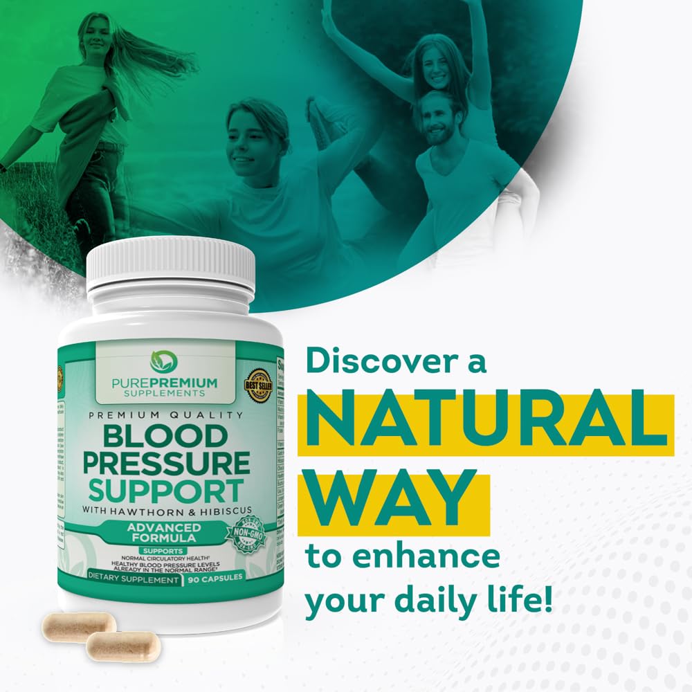 PurePremium Blood Pressure Support Supplement with Hawthorn, Hibiscus & Garlic PurePremium Supplements buy supplements canada