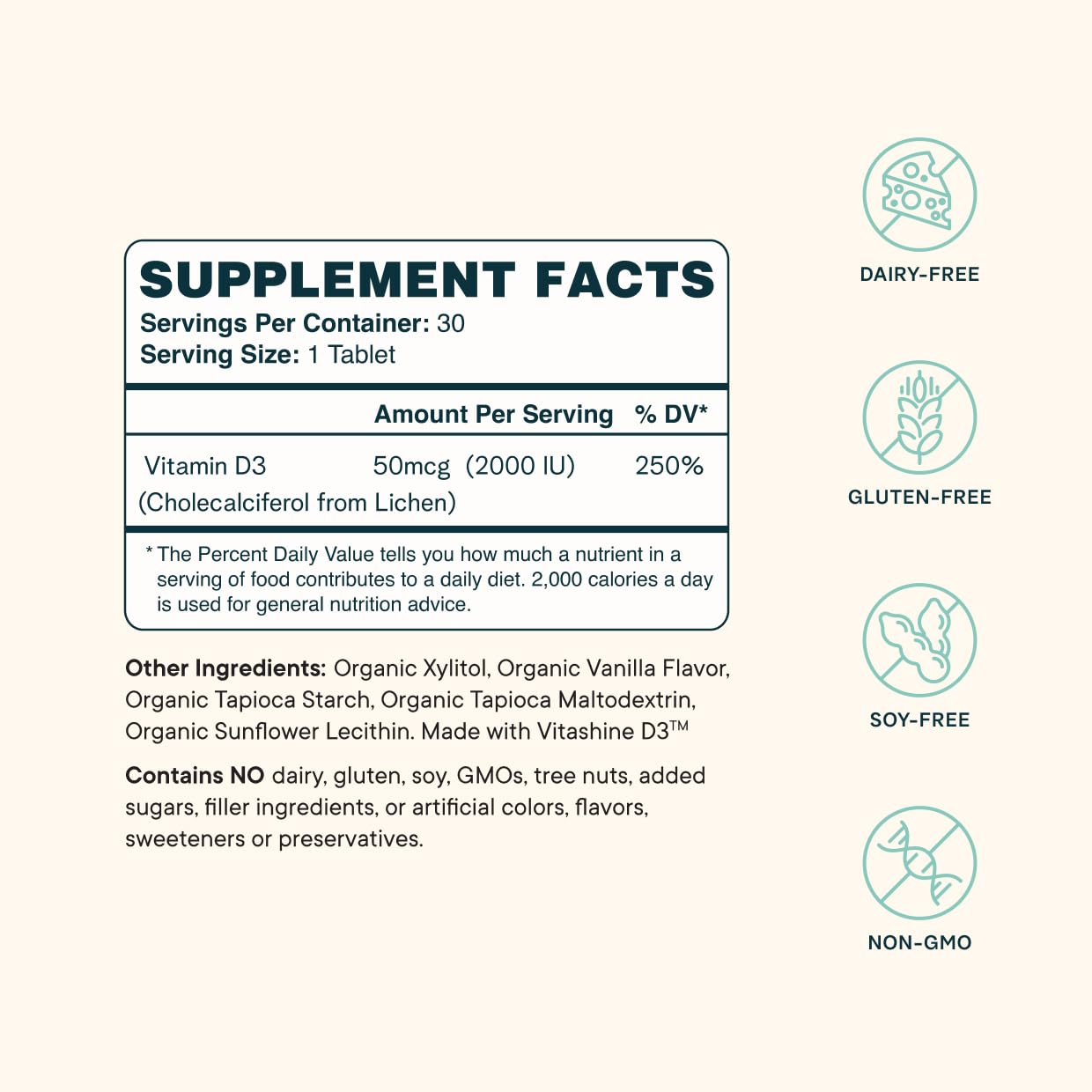 Ora Organic Vitamin D3 2000IU - Vegan Vitamin D Chewables from Lichen for Bone Health, Immune Support, & Mood | Maximum Absorption - 1 Month Supply, 30 Vegan Chewable Vanilla Tablets Ora Organic buy supplements canada