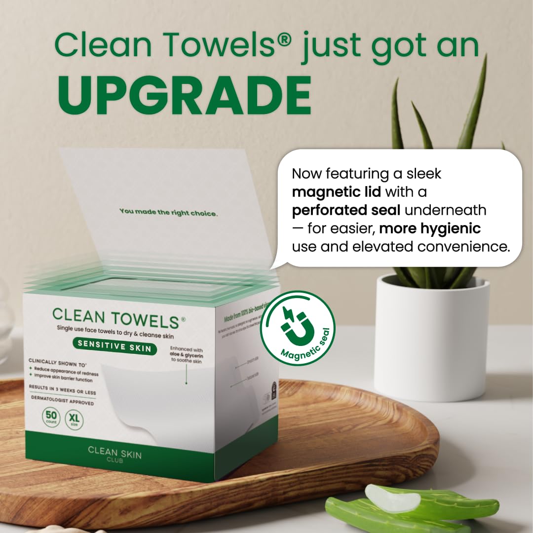 CLEAN SKIN CLUB Sensitive Skin Clean Towels® XL, Ultra-Soft Disposable Face Dry Wipes Infused with Aloe & Glycerin CLEAN SKIN CLUB buy supplements canada