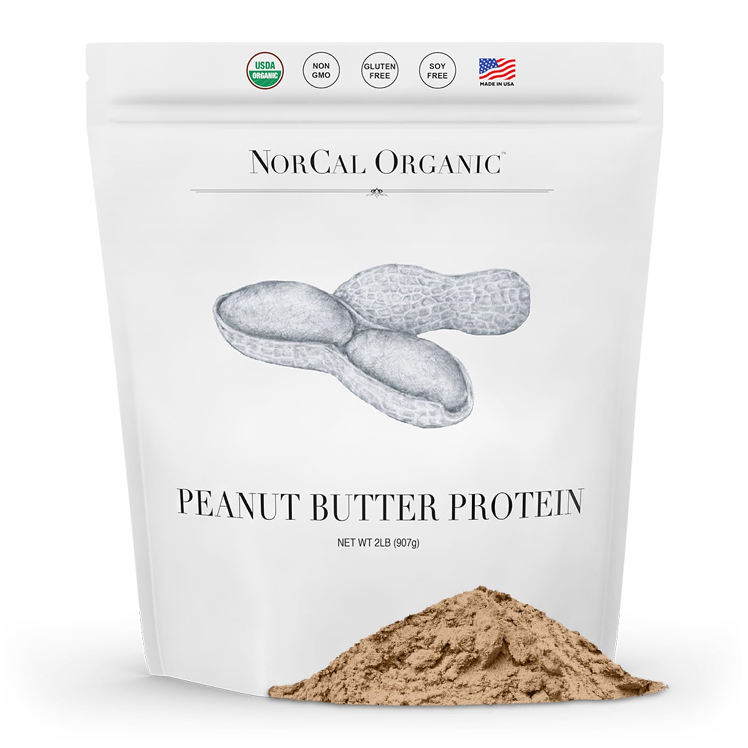 Norcal Organic Peanut Butter Protein Powder - 2lb | Vegan, Low-Cal, 11g Protein NorCal Organic buy supplements canada