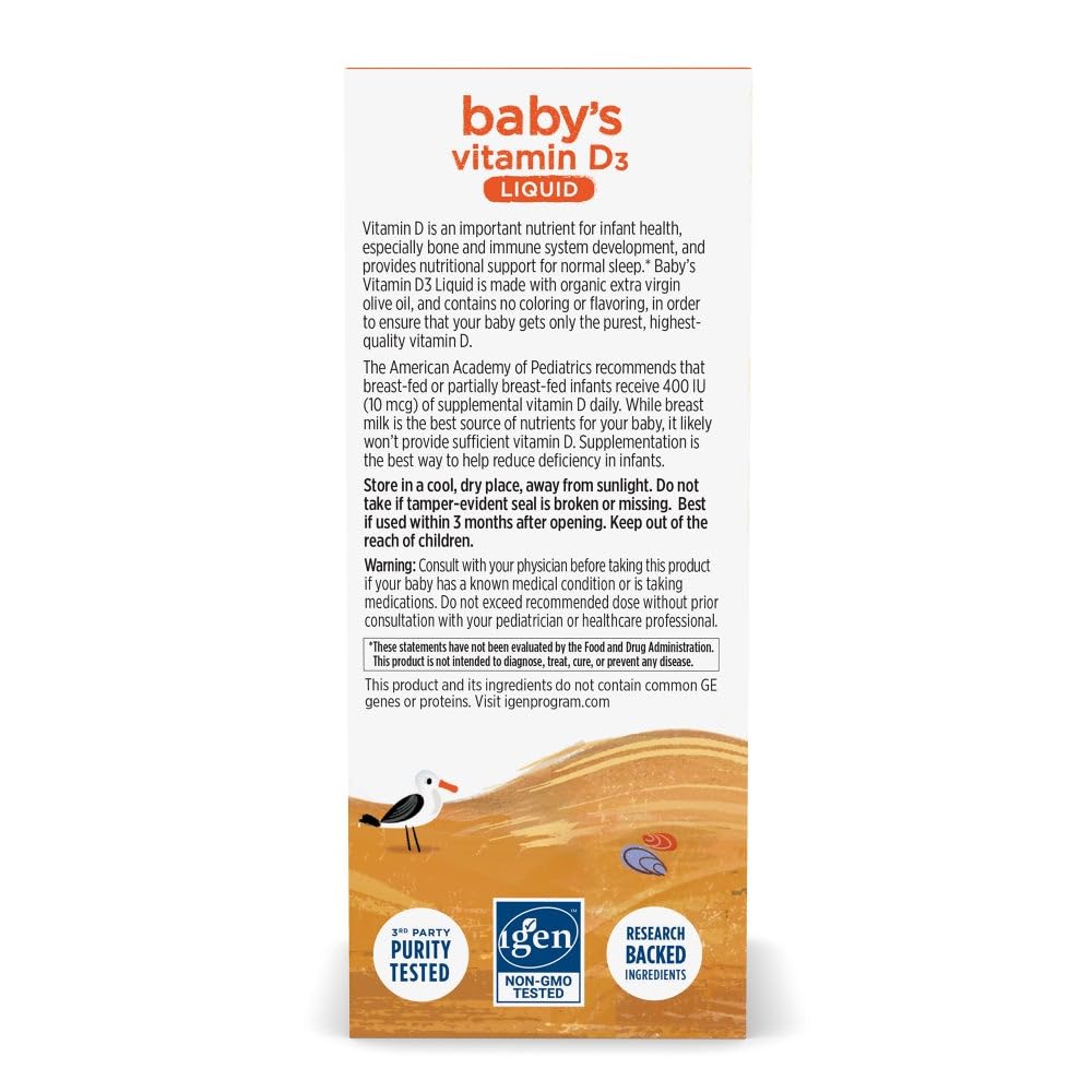 Nordic Naturals Baby’s Vitamin D3, Unflavored - 0.76 oz - 400 IU Vitamin D3 - Healthy Bones, Immune System Support, Normal Sleep Rhythms - Non-GMO, Certified Vegetarian - 90 Servings Nordic Naturals buy supplements canada