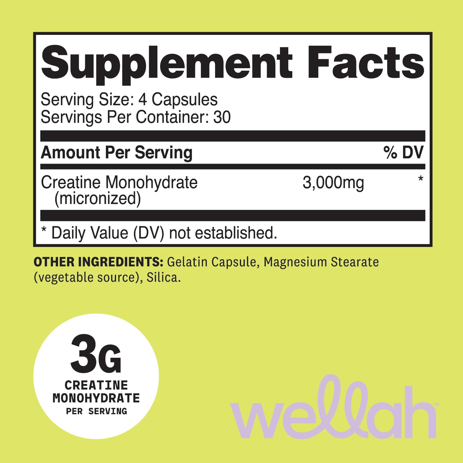 Wellah Creatine Monohydrate Capsules (3000 mg) 120 Capsules - Micronized Creatine, 30 Servings Wellah buy supplements canada