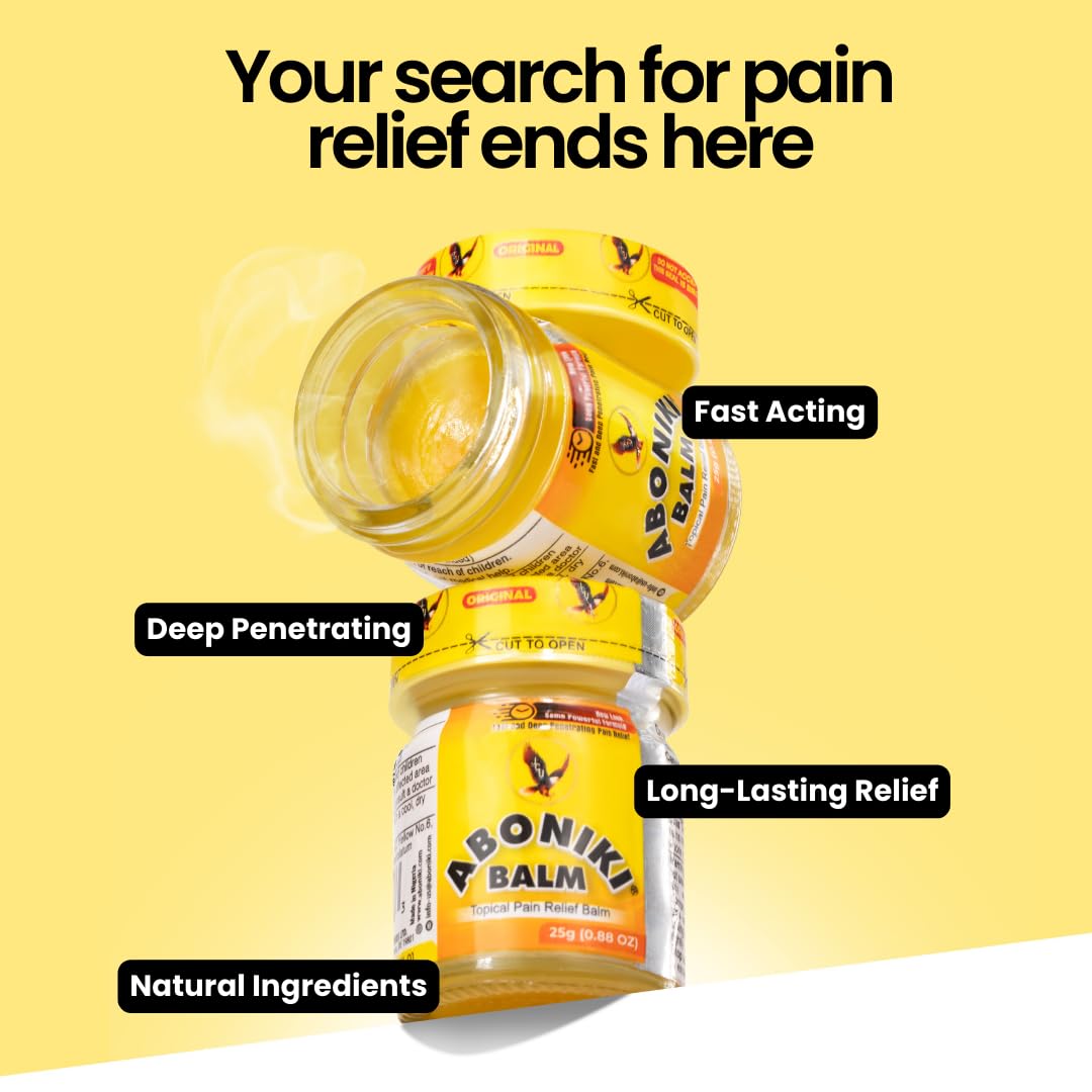 Aboniki Powerful Topical Pain Relief Balm with Natural Ingredients | Fast-Acting Soothing Relief for Joints & Muscle Pain, Soreness, Cramps | Long Lasting Full Body Rub (12 Plastic Jars) Aboniki buy supplements canada