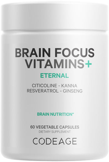 Codeage Brain Focus Vitamins+ Nootropic Supplement with Citicoline as Cognizin, Panax Ginseng, Resveratrol, Gotu Kola, Vitamin B12 Methylcobalamin - Liposomal Delivery - Non-GMO - 60 Capsules Codeage buy supplements canada
