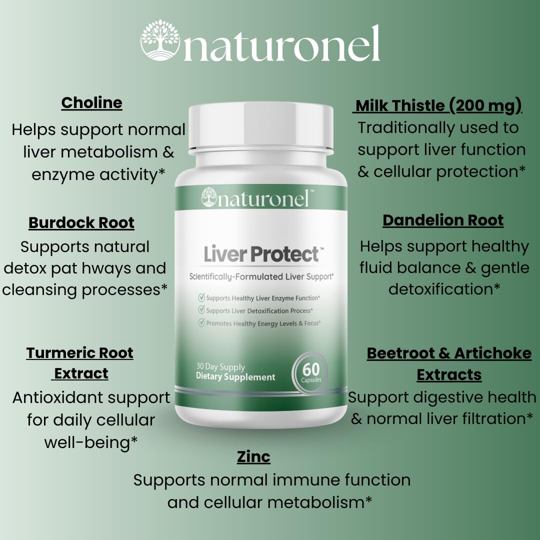 Naturonel Liver Protect – Liver Cleanse Detox & Repair | Liver Detox with Milk Thistle, Beetroot, Artichoke, Dandelion, Chicory, Yarrow, Jujube & Herbal Detox Blend | Made in USA, GMP Certified (1) Naturonel buy supplements canada