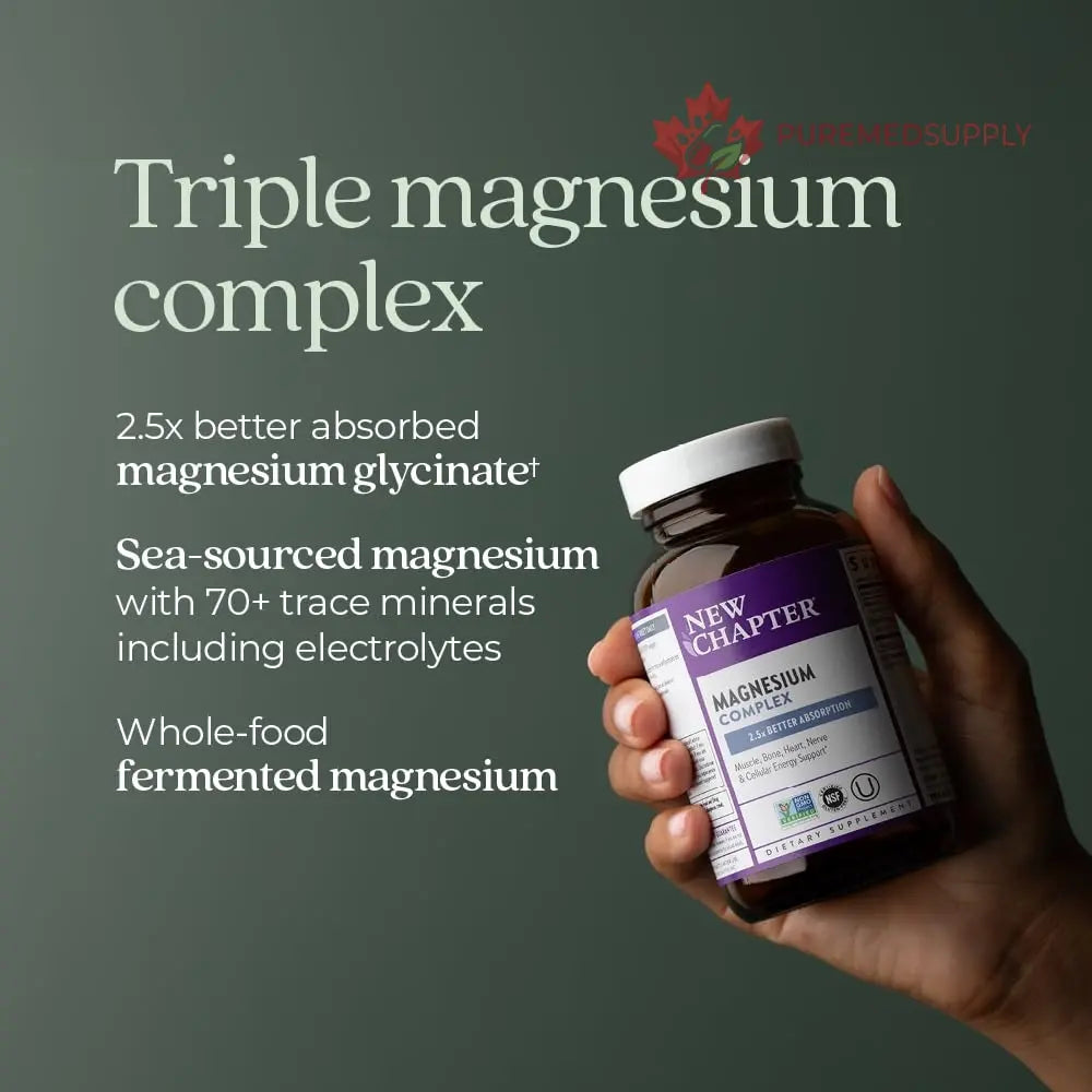 New Chapter Magnesium Complex Supplement, 325mg with Magnesium Glycinate + Sea-Sourced + Fermented Forms for Heart, Bone, Nerve, Muscle & Cellular Energy, 100% Vegan, 60 Tablets New Chapter buy supplements canada