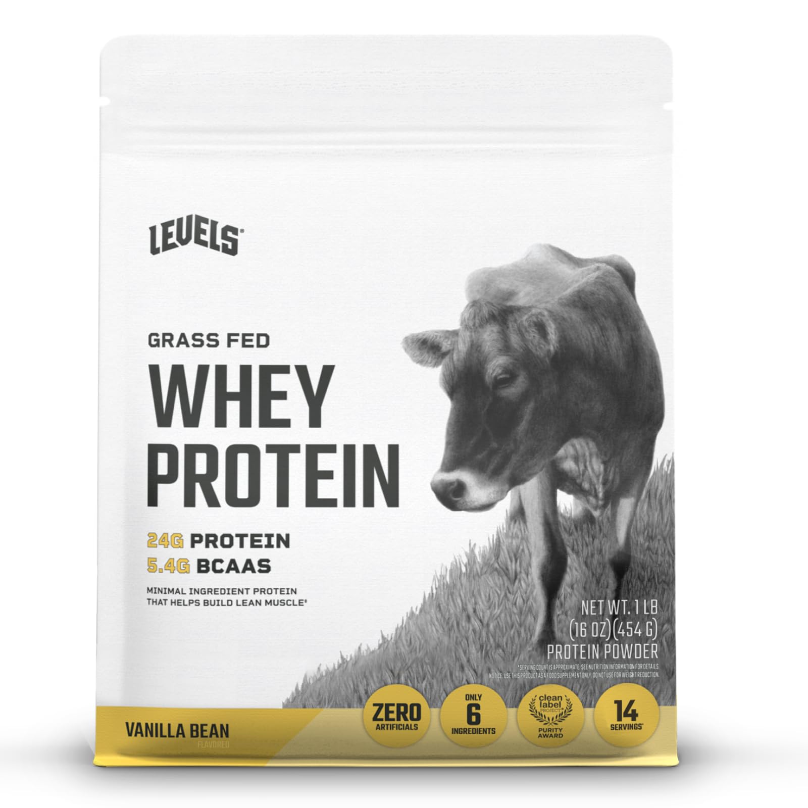 Levels Grass Fed Whey Protein Powder, No Artificials, 24G of Protein, Vanilla Bean, 1LB Levels Nutrition buy supplements canada
