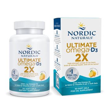 Nordic Naturals Ultimate Omega 2X with Vitamin D3, Lemon Flavor - 60 Soft Gels - 2150 mg Omega-3 + 1000 IU D3 - EPA & DHA - Brain, Heart, & Immune Health - 30 Servings Nordic Naturals buy supplements canada