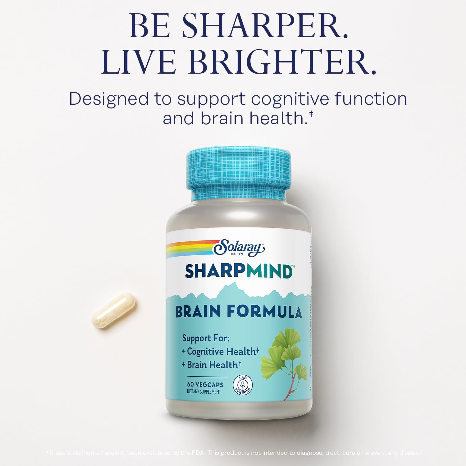 SOLARAY SharpMind Brain Support Formula - Nootropic Brain Supplements - Cognitive and Brain Health Support with Ginkgo Biloba - 60-Day Guarantee, 60 Servings, 60 VegCaps SOLARAY buy supplements canada