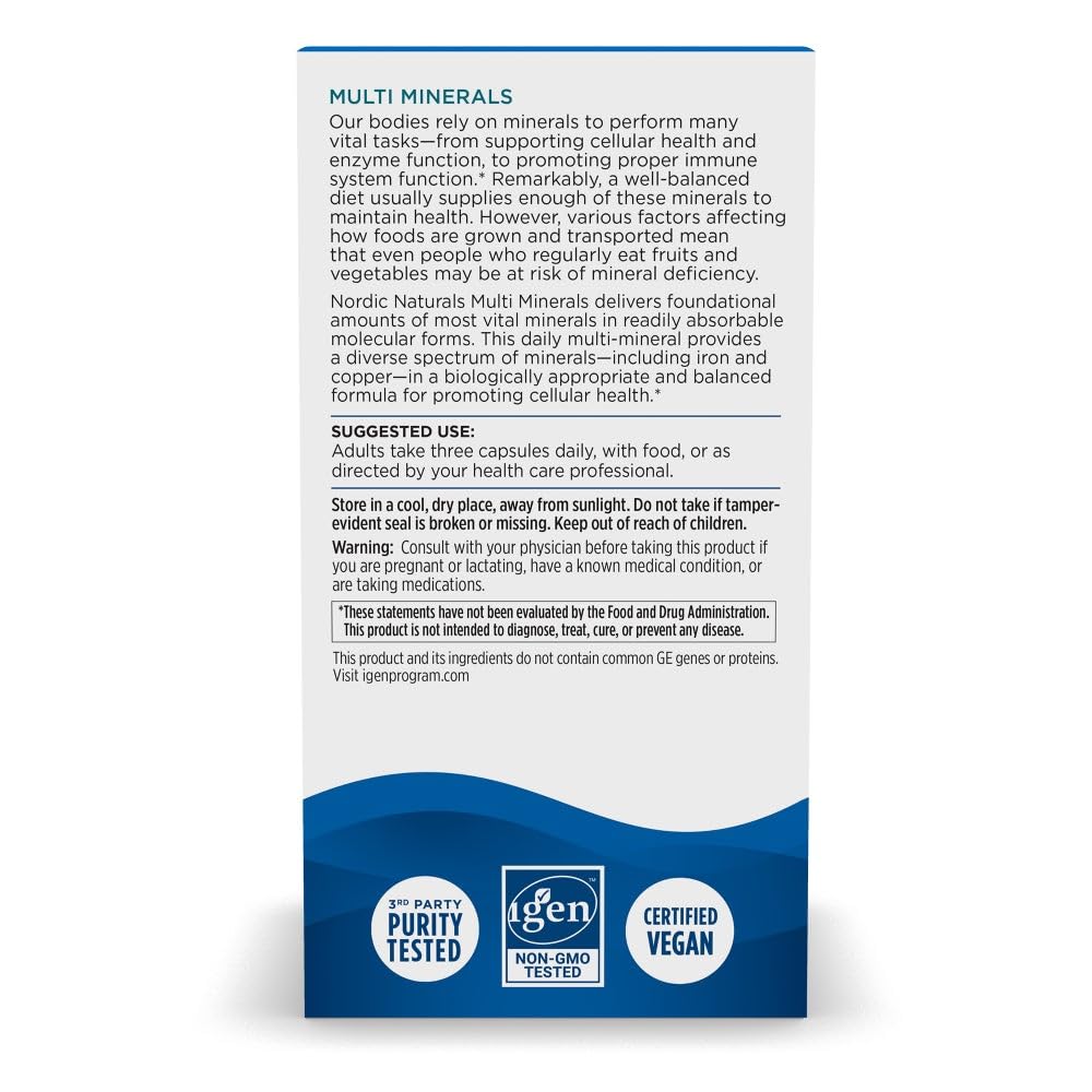 Nordic Naturals Multi Minerals, Unflavored - 90 Capsules - 11 Essential Minerals - Optimal Health & Wellness - Certified Vegan - Non-GMO - 30 Servings Nordic Naturals buy supplements canada