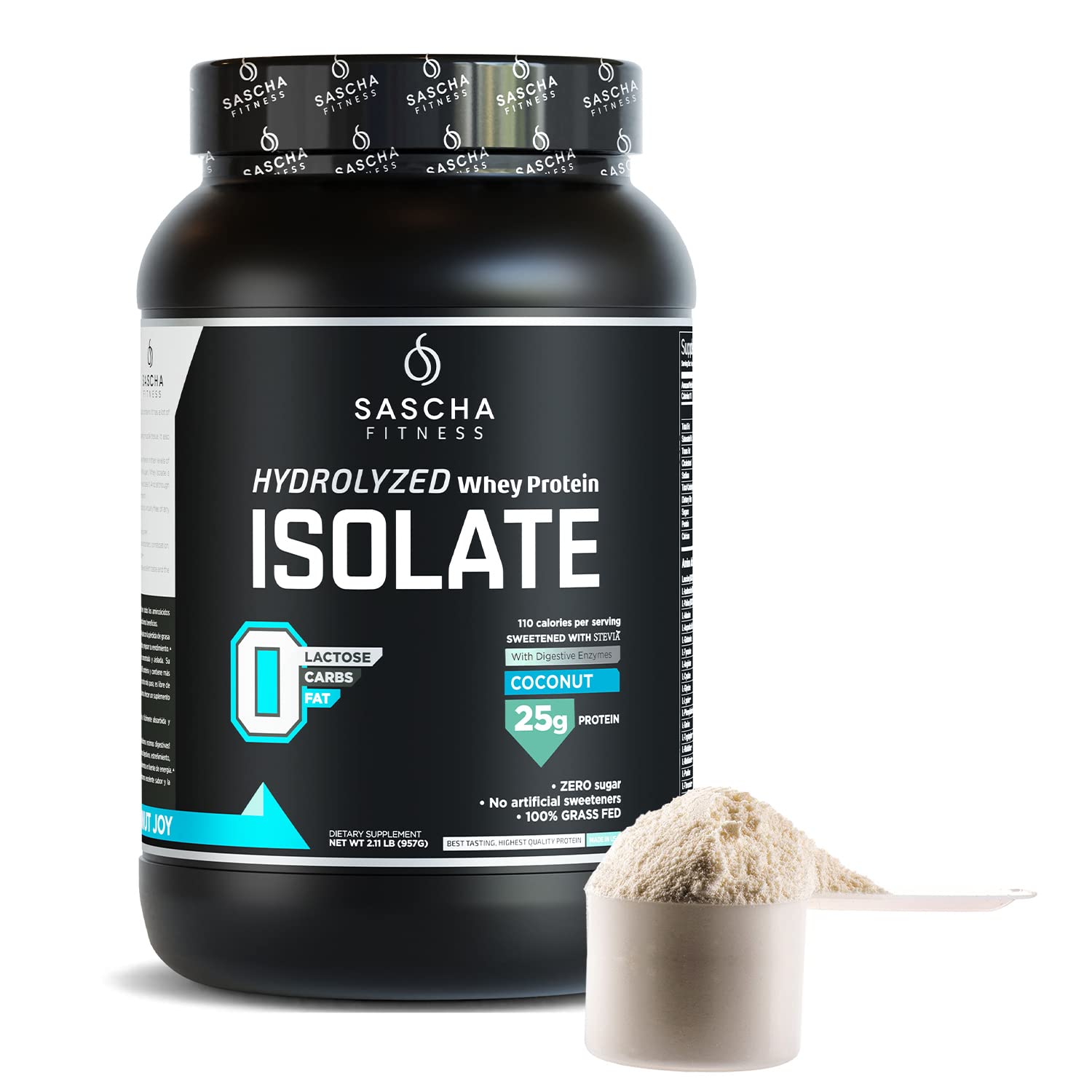 SASCHA FITNESS Hydrolyzed Whey Protein Isolate,100% Grass-Fed (2 Pounds, Coconut) SASCHA FITNESS buy supplements canada